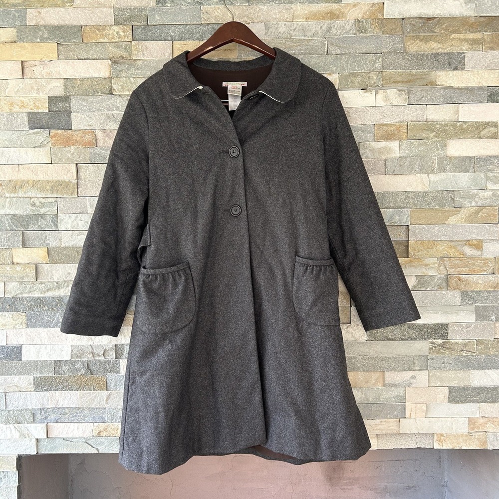 Bonpoint Women's Two Button Coat Wool Cashmere Grey Overcoat Size Small
